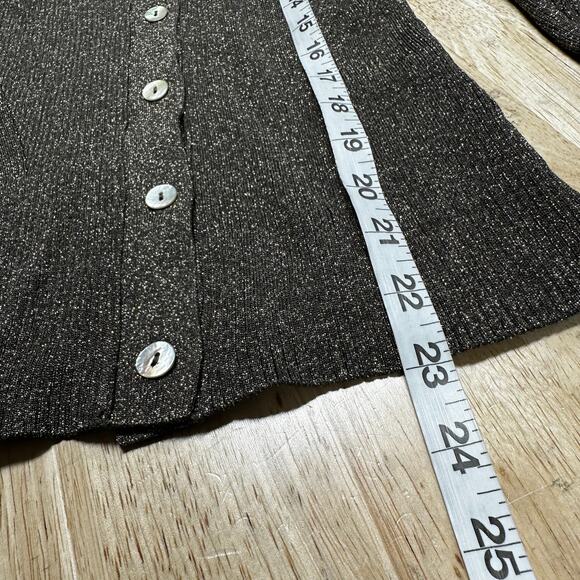 Rails NWT Beau Button Front Cardigan Gold Lurex Size S Ribbed Sparkly Fitted - Picture 12 of 12